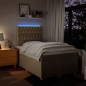 vidaXL Boxspringbett mit Matratze Creme 120x190 cm Stoff vidaXL Boxspringbett mit Matratze Creme 120x190 cm Stoff