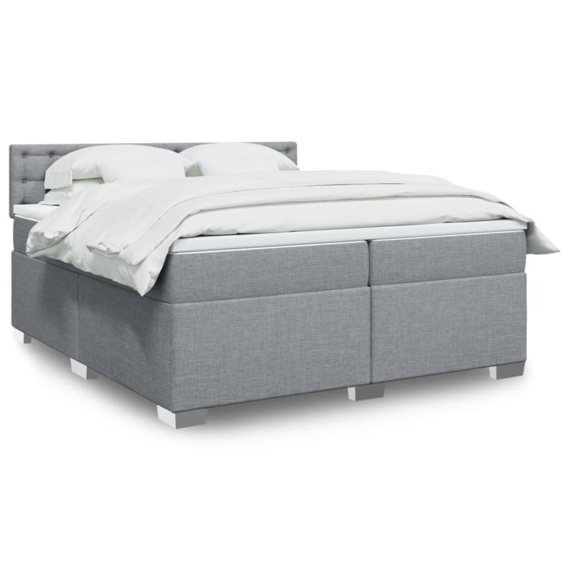 vidaXL Boxspringbett mit Matratze Hellgrau 200x200 cm Stoff vidaXL Boxspringbett mit Matratze Hellgrau 200x200 cm Stoff