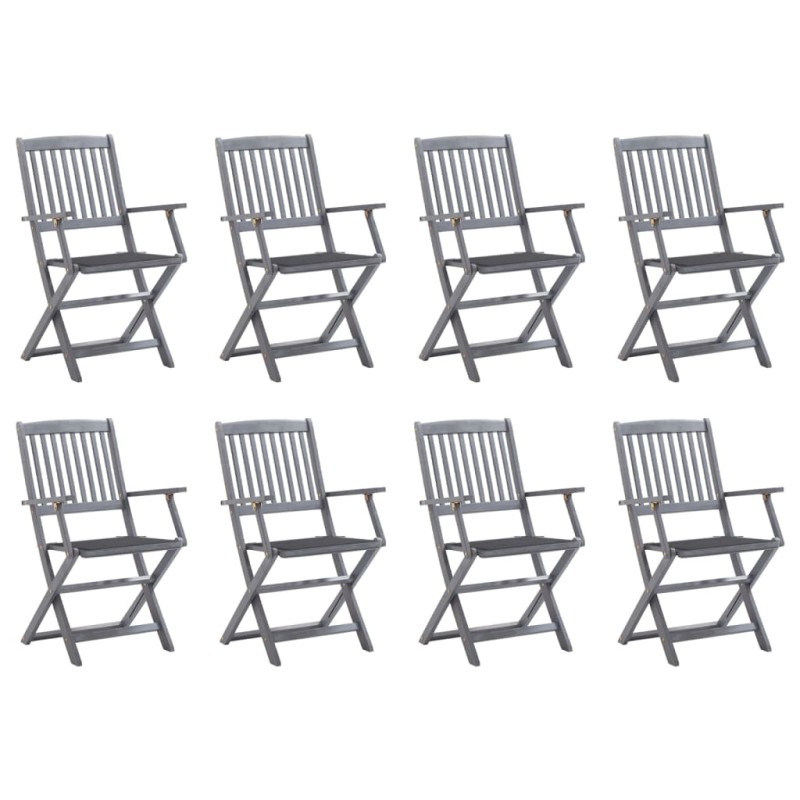 Klappbare Gartenstühle 8 Stk. mit Kissen Massivholz Akazie Klappbare Gartenstühle 8 Stk. mit Kissen Massivholz Akazie