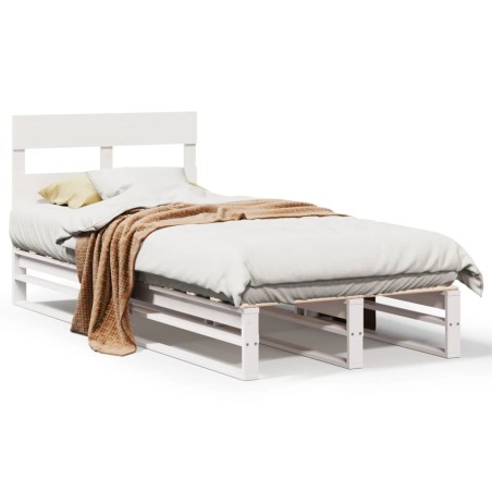 vidaXL Massivholzbett ohne Matratze Weiß 75x190 cm Kiefernholz