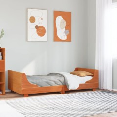 vidaXL Massivholzbett ohne Matratze Wachsbraun 100x200 Kiefernholz