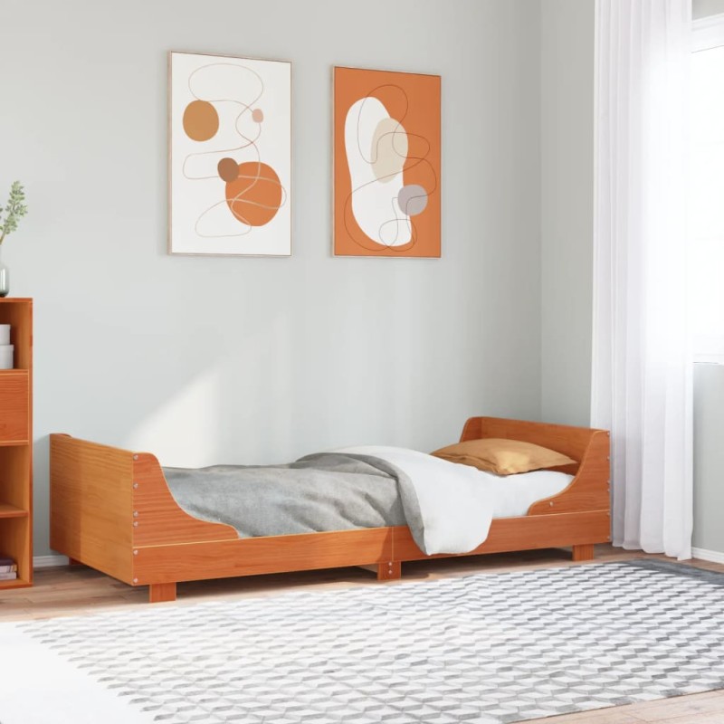 vidaXL Massivholzbett ohne Matratze Wachsbraun 100x200 Kiefernholz vidaXL Massivholzbett ohne Matratze Wachsbraun 100x200 Kiefernholz