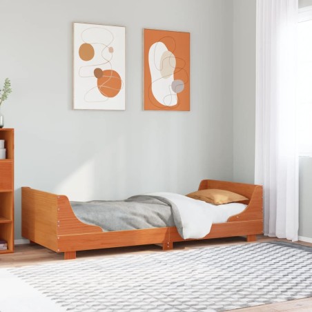 vidaXL Massivholzbett ohne Matratze Wachsbraun 100x200 Kiefernholz