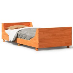 vidaXL Massivholzbett ohne Matratze Wachsbraun 100x200 Kiefernholz