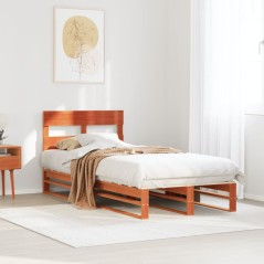 vidaXL Massivholzbett ohne Matratze Wachsbraun 90x200 Kiefernholz
