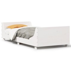 vidaXL Massivholzbett ohne Matratze Weiß 90x200 cm Kiefernholz
