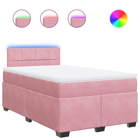 vidaXL Boxspringbett mit Matratze Rosa 120x190 cm Samt