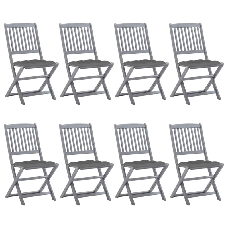 Klappbare Gartenstühle 8 Stk. mit Kissen Massivholz Akazie Klappbare Gartenstühle 8 Stk. mit Kissen Massivholz Akazie