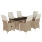vidaXL 7-tlg. Garten-Bistro-Set mit Kissen Beige Poly Rattan vidaXL 7-tlg. Garten-Bistro-Set mit Kissen Beige Poly Rattan