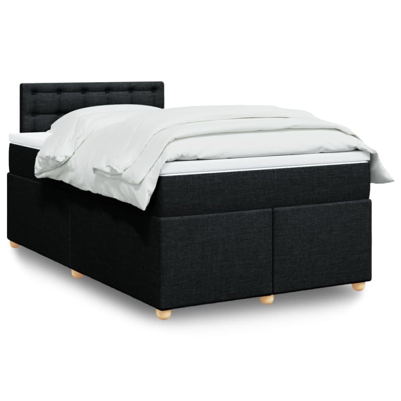 vidaXL Boxspringbett mit Matratze Schwarz 120x190 cm Stoff vidaXL Boxspringbett mit Matratze Schwarz 120x190 cm Stoff