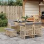 vidaXL 9-tlg. Garten-Essgruppe mit Kissen Beige Poly Rattan vidaXL 9-tlg. Garten-Essgruppe mit Kissen Beige Poly Rattan