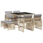 vidaXL 9-tlg. Garten-Essgruppe mit Kissen Beige Poly Rattan vidaXL 9-tlg. Garten-Essgruppe mit Kissen Beige Poly Rattan