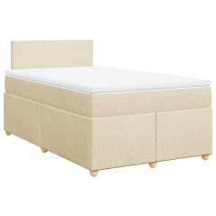 vidaXL Boxspringbett mit Matratze Creme 120x190 cm Stoff