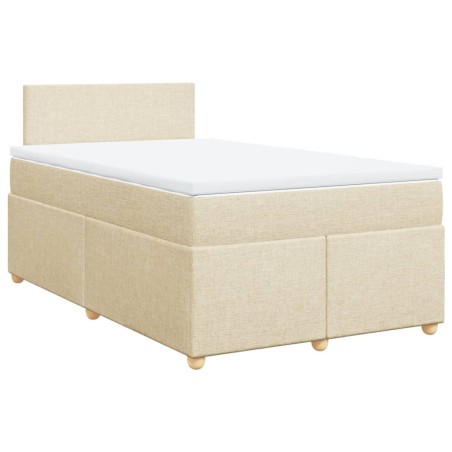 vidaXL Boxspringbett mit Matratze Creme 120x190 cm Stoff