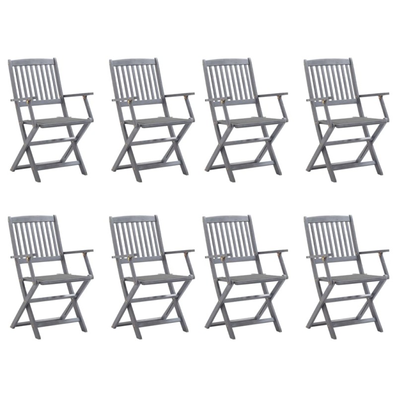 vidaXL Klappbare Gartenstühle 8 Stk. mit Kissen Massivholz Akazie vidaXL Klappbare Gartenstühle 8 Stk. mit Kissen Massivholz Akazie