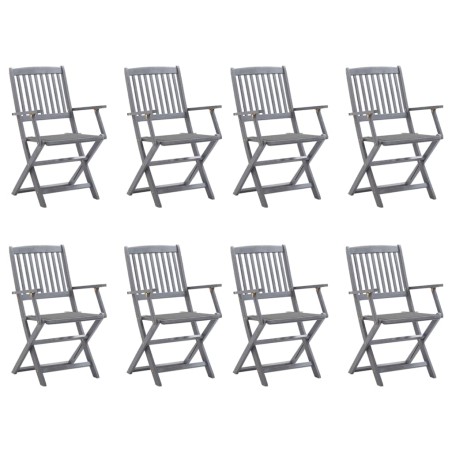 vidaXL Klappbare Gartenstühle 8 Stk. mit Kissen Massivholz Akazie