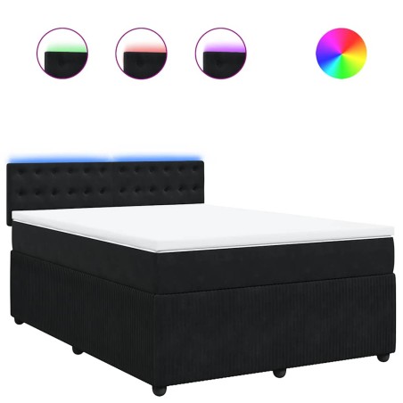 vidaXL Boxspringbett mit Matratze Schwarz 160x200 cm Samt