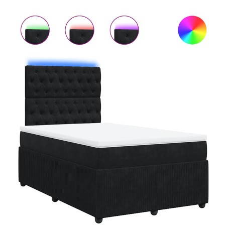 vidaXL Boxspringbett mit Matratze Schwarz 120x190 cm Samt