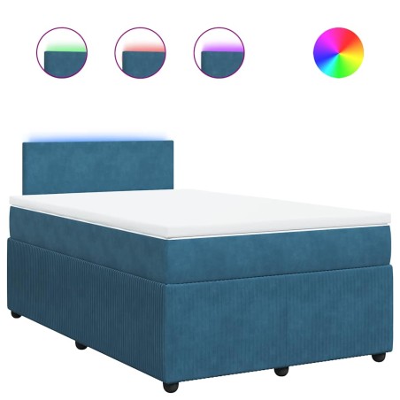 vidaXL Boxspringbett mit Matratze Blau 120x190 cm Samt