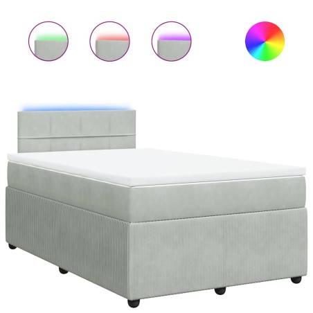 vidaXL Boxspringbett mit Matratze Hellgrau 120x190 cm Samt