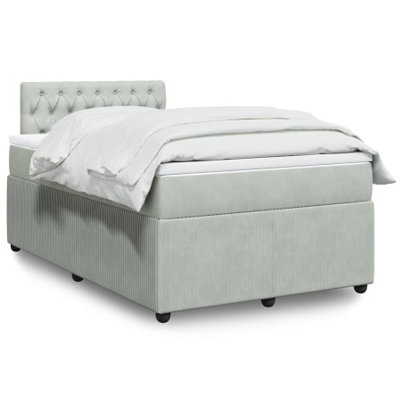 vidaXL Boxspringbett mit Matratze Hellgrau 120x190 cm Samt