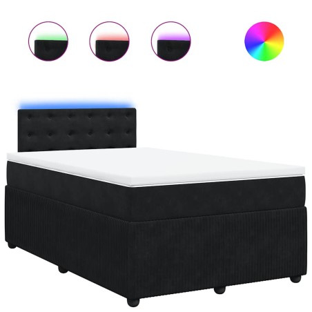 vidaXL Boxspringbett mit Matratze Schwarz 120x190 cm Samt