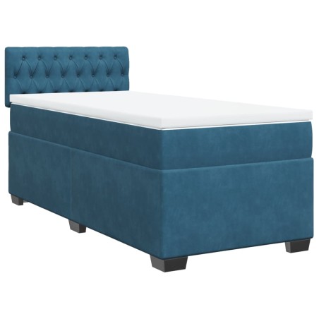 vidaXL Boxspringbett mit Matratze Dunkelblau 80x200 cm Samt