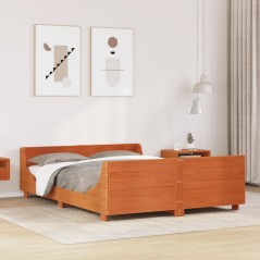 vidaXL Massivholzbett ohne Matratze Wachsbraun 140x200 cm Kiefernholz