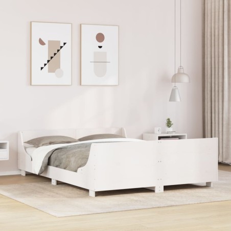 vidaXL Massivholzbett ohne Matratze Weiß 140x190 cm Kiefernholz