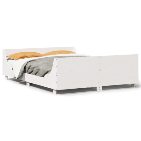 vidaXL Massivholzbett ohne Matratze Weiß 140x190 cm Kiefernholz