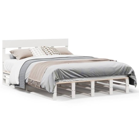 vidaXL Massivholzbett ohne Matratze Weiß 160x200 Kiefernholz