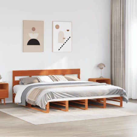 vidaXL Massivholzbett ohne Matratze Wachsbraun 200x200 Kiefernholz