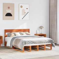 vidaXL Massivholzbett ohne Matratze Wachsbraun 140x190 cm Kiefernholz
