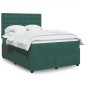 vidaXL Boxspringbett mit Matratze Dunkelgrün 140x200 cm Samt