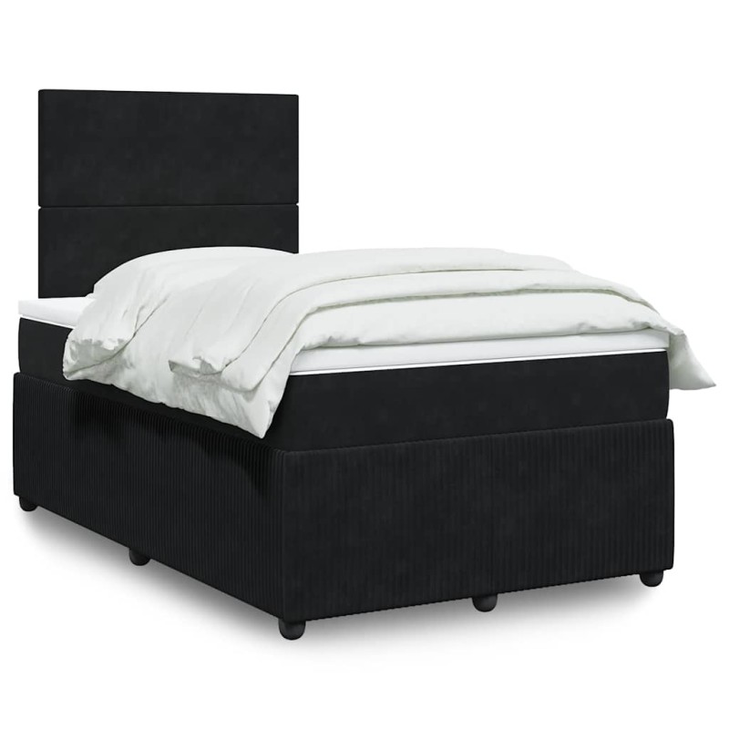 vidaXL Boxspringbett mit Matratze Schwarz 120x190 cm Samt vidaXL Boxspringbett mit Matratze Schwarz 120x190 cm Samt