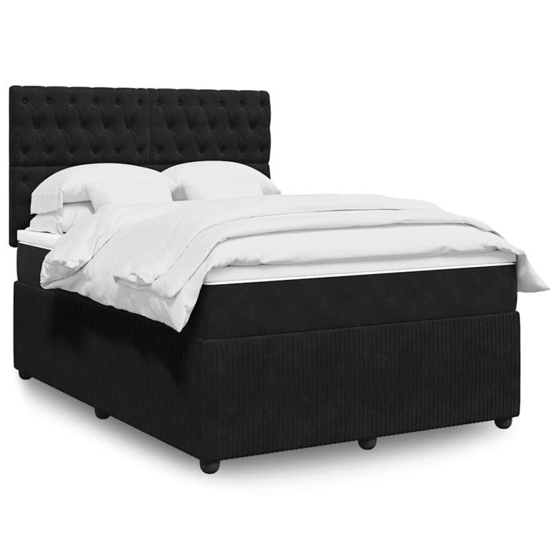 vidaXL Boxspringbett mit Matratze Schwarz 160x200 cm Samt vidaXL Boxspringbett mit Matratze Schwarz 160x200 cm Samt