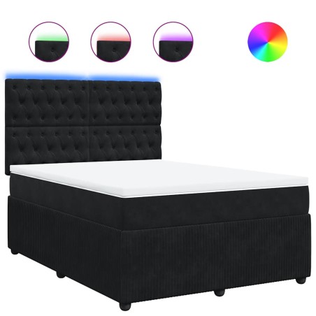 vidaXL Boxspringbett mit Matratze Schwarz 160x200 cm Samt
