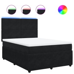 vidaXL Boxspringbett mit Matratze Schwarz 160x200 cm Samt