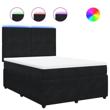 vidaXL Boxspringbett mit Matratze Schwarz 160x200 cm Samt