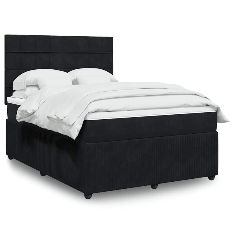 vidaXL Boxspringbett mit Matratze Schwarz 160x200 cm Samt vidaXL Boxspringbett mit Matratze Schwarz 160x200 cm Samt