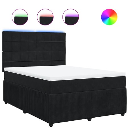 vidaXL Boxspringbett mit Matratze Schwarz 160x200 cm Samt