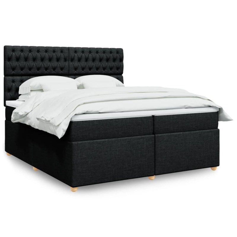 vidaXL Boxspringbett mit Matratze Schwarz 200x200 cm Stoff vidaXL Boxspringbett mit Matratze Schwarz 200x200 cm Stoff