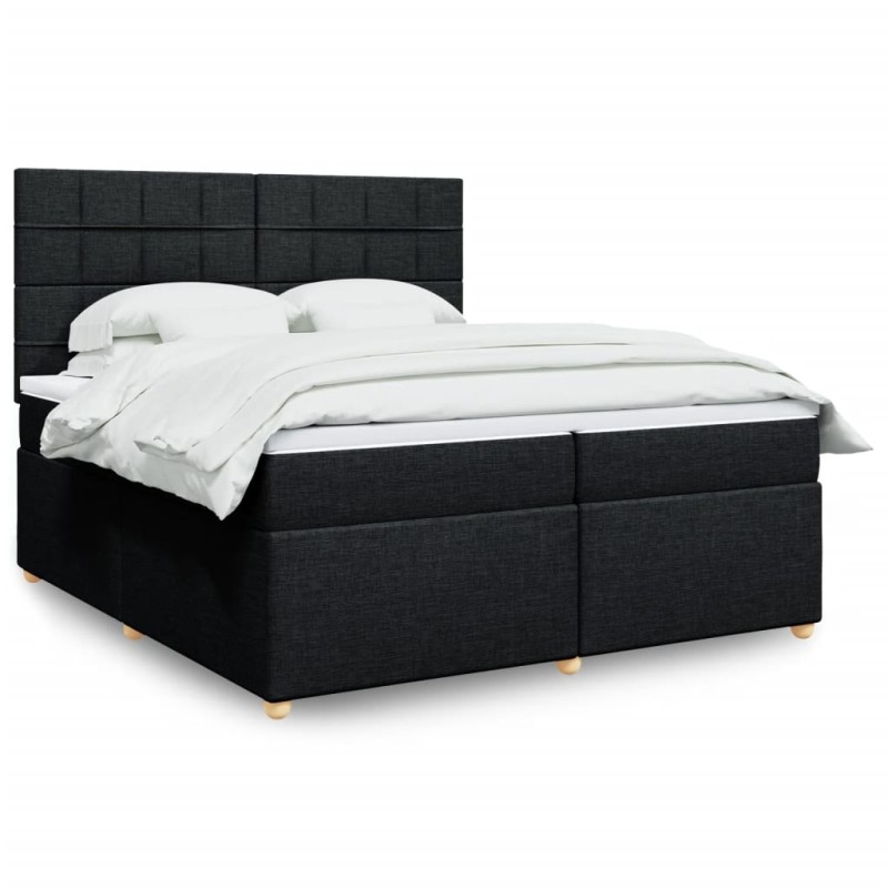 vidaXL Boxspringbett mit Matratze Schwarz 200x200 cm Stoff vidaXL Boxspringbett mit Matratze Schwarz 200x200 cm Stoff