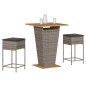 vidaXL 3-tlg. Gartenbar-Set mit Kissen Grau Poly Rattan vidaXL 3-tlg. Gartenbar-Set mit Kissen Grau Poly Rattan