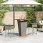 vidaXL 3-tlg. Gartenbar-Set mit Kissen Grau Poly Rattan vidaXL 3-tlg. Gartenbar-Set mit Kissen Grau Poly Rattan