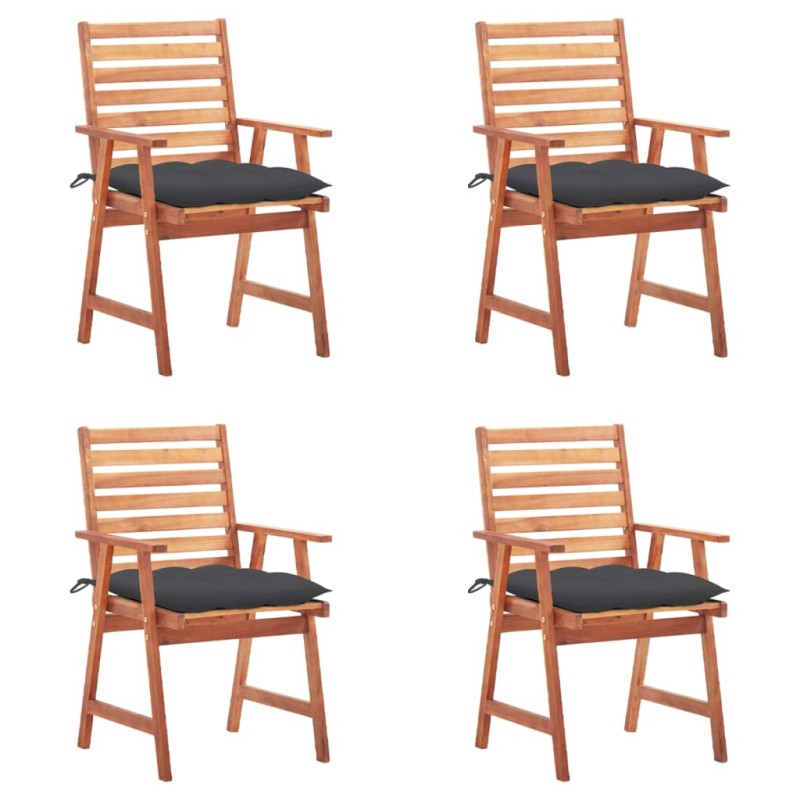 Garten-Essstühle 4 Stk. mit Kissen Massivholz Akazie Garten-Essstühle 4 Stk. mit Kissen Massivholz Akazie