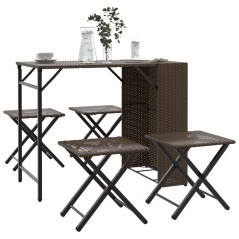 vidaXL 5-tlg. Garten-Essgruppe Klappbar Braun Poly Rattan 