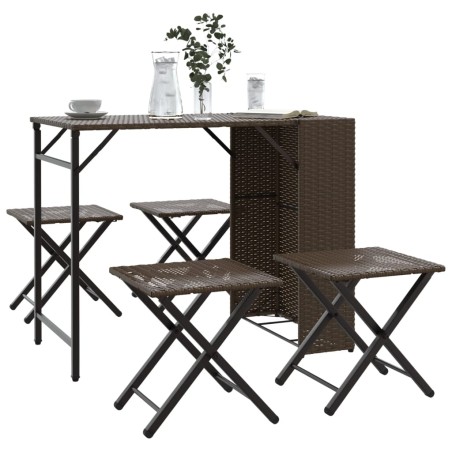 vidaXL 5-tlg. Garten-Essgruppe Klappbar Braun Poly Rattan 