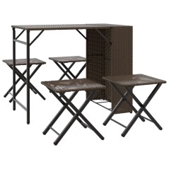 vidaXL 5-tlg. Garten-Essgruppe Klappbar Braun Poly Rattan 