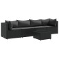 vidaXL 5-tlg. Garten-Lounge-Set mit Kissen Schwarz Poly Rattan vidaXL 5-tlg. Garten-Lounge-Set mit Kissen Schwarz Poly Rattan